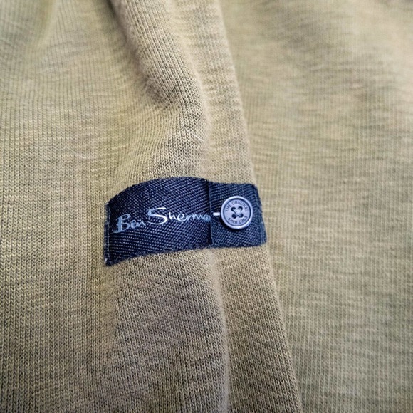 Ben Sherman Mens Jacket Size M Green Knit Nylon & Cotton Bomber Style Jacket - Picture 13 of 14